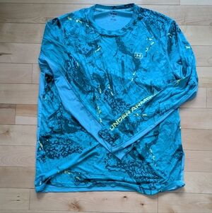 Under Armour Iso Chill Teal and Yellow Graphic Long Sleeve Men's XL.